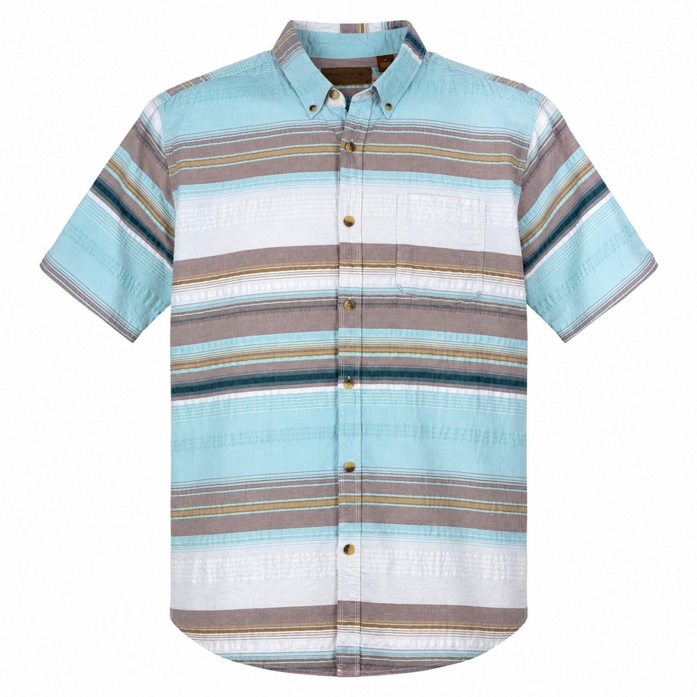Clearwater Outfitters Mens Shirt XXL Cotton Blue Stripe Short Sleeve Button Down